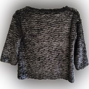 So Elegant Black Faux Fur Women's Short Top/Sweater Size Sm